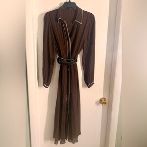 Zara Brown Long Sleeve Dress with Belt Small NWT